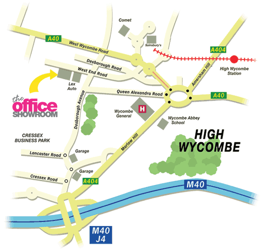 Map to the location of The Office Showroom
